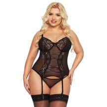 Корсет и стринги Softline Collection Brenda, черные, XL