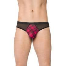 Трусы мужские с клетчатой вставкой SoftLine Collection, чёрный-красный, M/L