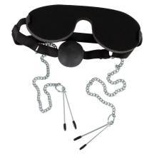 Маска с кляпом ORION Mask with Ball Gag & Nipple Clamps