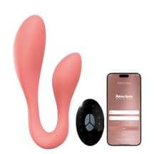 Анально-вагинальный вибратор Adrien Lastic Couple Secrets II + App с пультом ДУ, персиковый. Нет в наличии Анально-вагинальный вибратор Adrien Lastic Couple Secrets II + App с пультом ДУ, персиковый