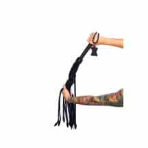 Плетеный флоггер Scandal из натуральной кожи большой, черный