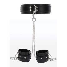 Ошейник с наручниками Taboom Luxury Bondage Essentials Heavy and Wrist, черный