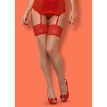 Телесные чулки с красным кружевом LOVICA STOCKINGS Obsessive, L/XL. Нет в наличии Телесные чулки с красным кружевом LOVICA STOCKINGS Obsessive, L/XL