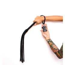 Плетеный флоггер  Scandal из натуральной кожи, черный