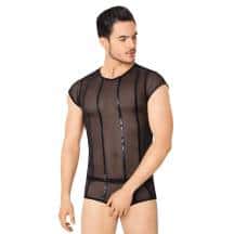 Костюм-сетка с полосками мужской SoftLine Collection (майка, шорты), чёрный, M/L. Нет в наличии Костюм-сетка с полосками мужской SoftLine Collection (майка, шорты), чёрный, M/L