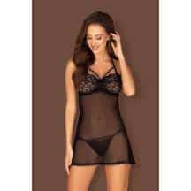 Сорочка Obsessive Joylace babydoll, Чёрный, L/XL