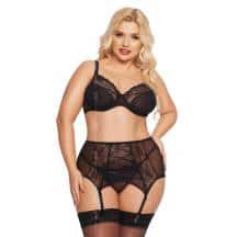 Комплект Softline Collection Dolores бюстгальтер, пояс и стринги, черный, XL. Нет в наличии Комплект Softline Collection Dolores бюстгальтер, пояс и стринги, черный, XL