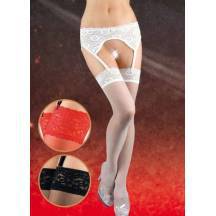 Чулки Soft Line с кружевной резинкой и поясом белые, XXL