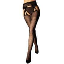 Чулки с поясом и узором Le Frivole Sense S-XL, чёрные. Нет в наличии Чулки с поясом и узором Le Frivole Sense S-XL, чёрные