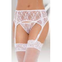 Пояс для Чулок с пажами и стринги Soft Line, белые S/M