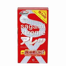 Презервативы ультрапрочные Sagami Xtreme Feel Long с точками, зеленые, 10шт