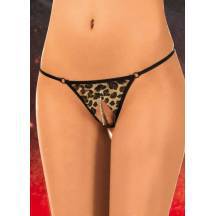 Стринги Soft Line открытые с ниткой страз, леопардовые S/L