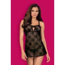 Сорочка Obsessive Behindy babydoll, Чёрный, L/XL
