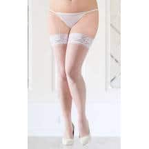 Чулки Soft Line на кружевной резинке белые, XXXL