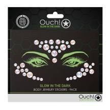 Светящиеся в темноте стразы для лица Shots Ouch! OU852GLO, разноцветные
