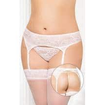 Пояс для Чулок и Стринги Soft Line кружевные белые, XXXL