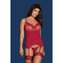 Корсеты Obsessive Rosalyne corset, Бордовый, L/XL