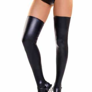 Чулки Glossy Lotis из материала Wetlook, черный, L