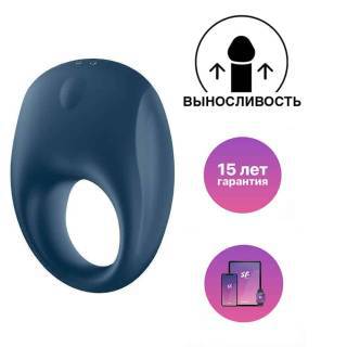 Виброкольцо Satisfyer Strong One, синее Виброкольцо Satisfyer Strong One, синее