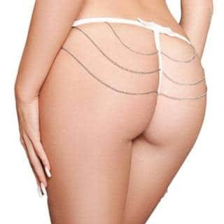 Трусики-стринги с декоративными цепочками Amor El M, белые Трусики-стринги с декоративными цепочками Amor El M, белые