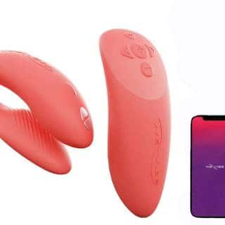 Сенсорный вибромассажер для пар We-Vibe Chorus с пультом ДУ, коралловый
