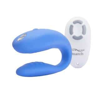 Вибромассажер для пар We-Vibe Match с пультом ДУ, голубой