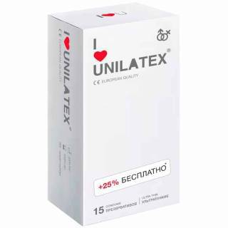 Презервативы ультратонкие Unilatex, 12 шт + 3 шт в подарок
