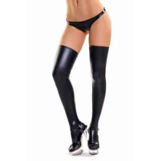 Чулки Glossy Lotis из материала Wetlook, черный, L