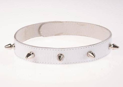 Ошейник с шипами узкий белый