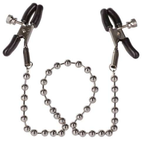 Зажимы на соски California Exotic Novelties Nipple Clamps с цепью, серебристые