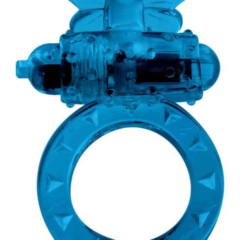 Виброкольцо с клиторальным стимулятором Toy Joy Flutter-Ring, синее