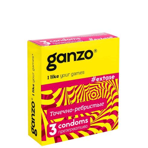 Презервативы точечно-ребристые Ganzo Extase, 3 шт