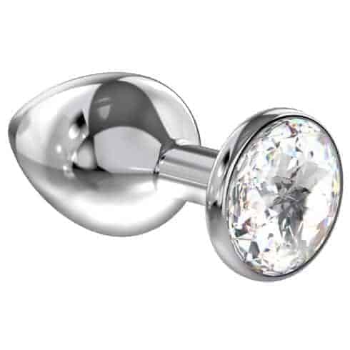 Анальная пробка Lola Games Diamond Sparkle Large, серебристая с бесцветным кристаллом