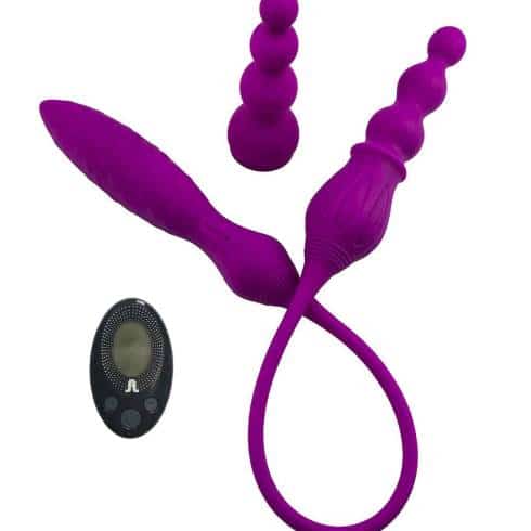 Двухсторонний гибкий вибростимулятор Adrien Lastic 2X с пультом ДУ, фиолетовый