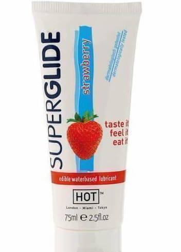 Оральный гель-лубрикант Hot Superglide Клубника на водной основе, 75 мл
