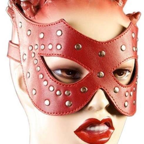 Маска ручной работы Подиум из натуральной кожи, красная, OS