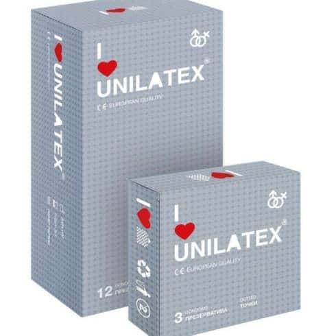 Презервативы рельефные с точками Unilatex, 12 шт + 3 шт в подарок