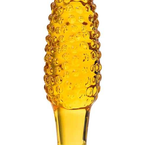 Анальная пробка Sexus Glass с пупырышками, желтая