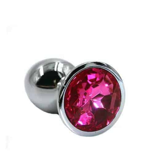 Анальная пробка Kanikule Small, серебристая с ярко-розовым кристаллом
