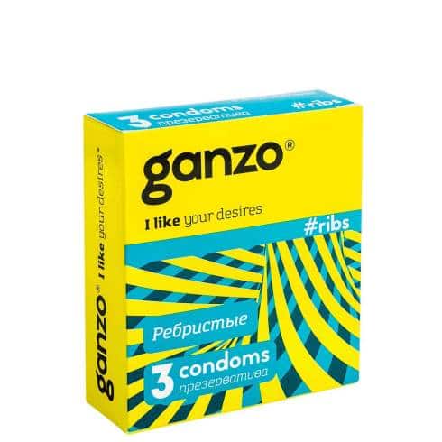 Презервативы ребристые Ganzo Ribs, 3 шт