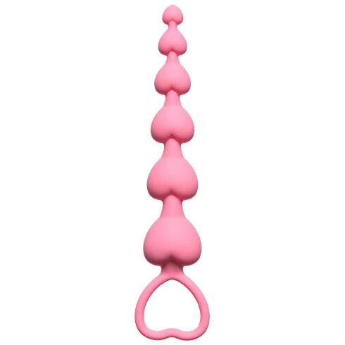Анальная цепочка Lola Games First Time Heart's Beads, розовая
