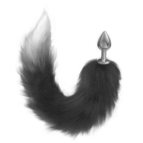 Анальная пробка Lola Games Diamond Galaxy, серебристая с чёрно-белым хвостом