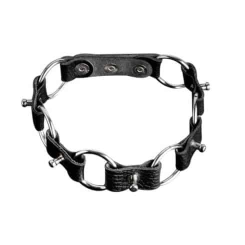 Ошейник Sitabella с шипами и кольцами, чёрный 