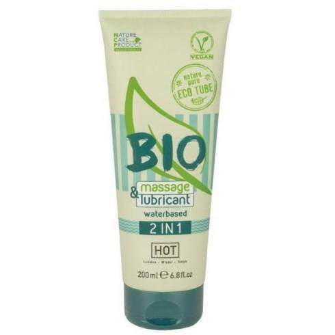 Органический массажный гель-лубрикант 2 в 1 Hot BIO на водной основе, 200 мл