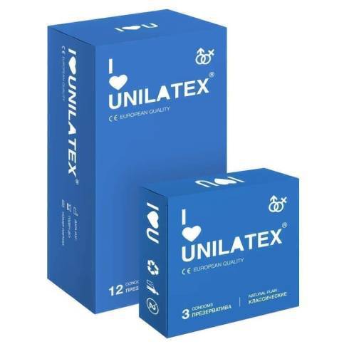 Презервативы классические Unilatex Natural Plain, 12 шт + 3 шт в подарок