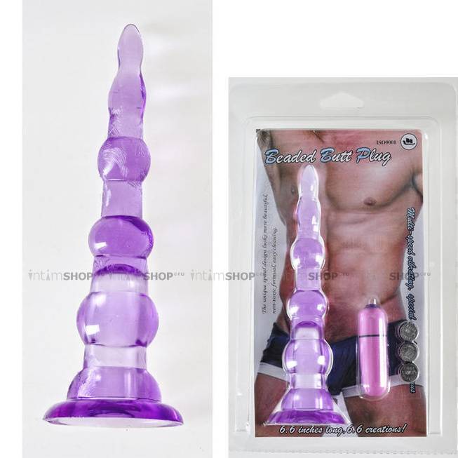 Анальный вибростимулятор ёлочка SexToy Beaded Butt Plug, фиолетовый
