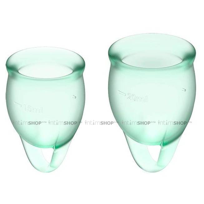 Менструальные чаши Satisfyer Feel Confident, 2 шт в наборе, светло-зелёный