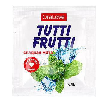 Оральная гель-смазка Bioritm Tutti-Frutti OraLove Сладкая мята на водной основе, 4 мл