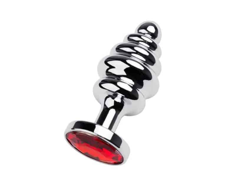 Анальная пробка Metal by Toyfa с рубиновым кристаллом, серебристый
