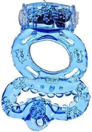 Эрекционное кольцо SexToy с вибрацией и подхватом мошонки, голубой